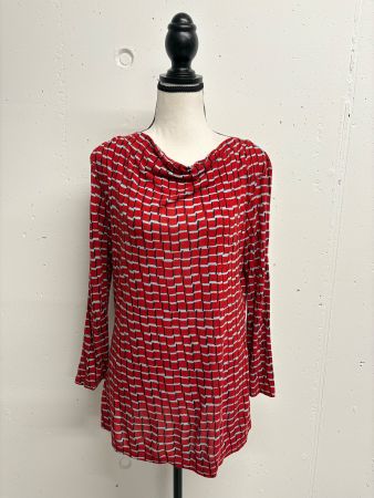 Weekend Max Mara Rote Bluse Muster Gr. 38 Wasserfallkragen