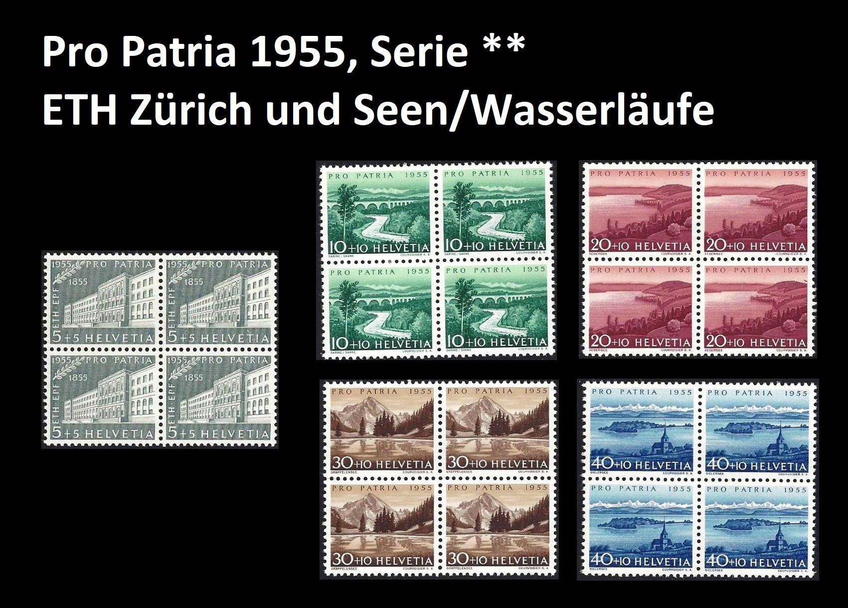 Tutti i francobolli: Pro Patria 1955 Serie, Viererblöcke postfrisch – Usato da Baar venduto da W47