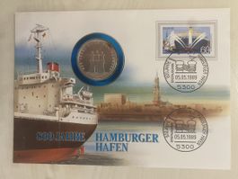 Numisbrief Silber 10 Mark Hamburger Hafen