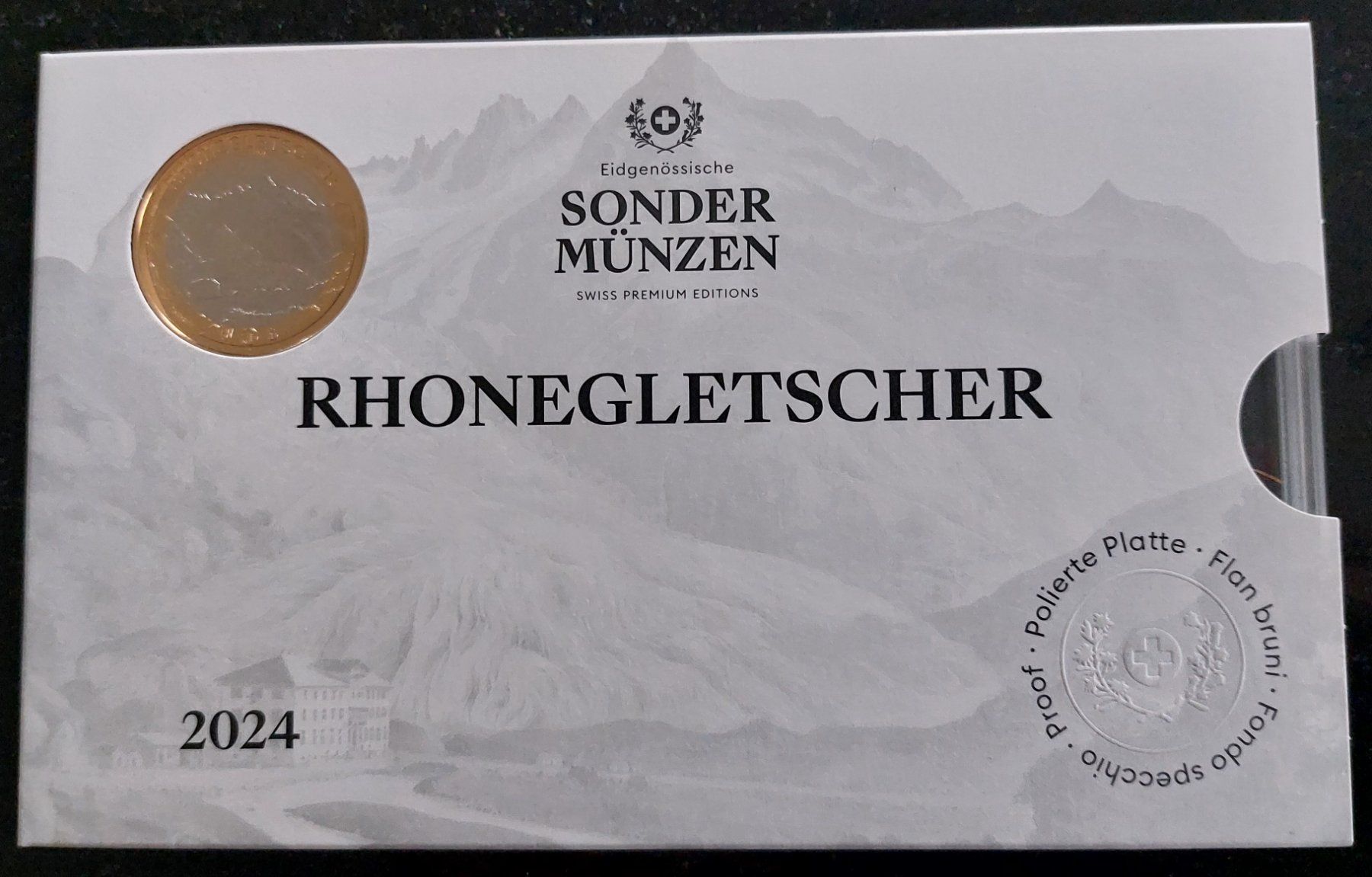 Tutti le monete: CH - Münzsatz 2024 pp Rhonegletscher – Nuovo e nell'imballaggio originale da Arch venduto da moneyswiss 2