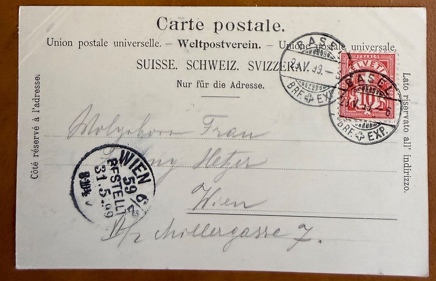 Cartoline postali: Basel - Monument St. Jacques - Litho 1899 – Usato da Lutry venduto da Ediego 1