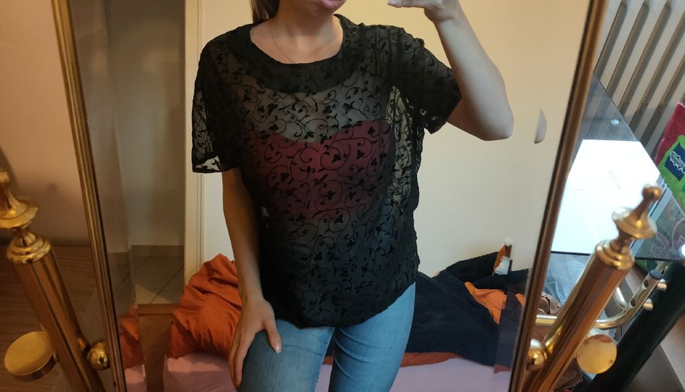 Jupe Noire évasée Avec Motifs - Marque CELAIA Taille 46 - Occasion Très Bon état
