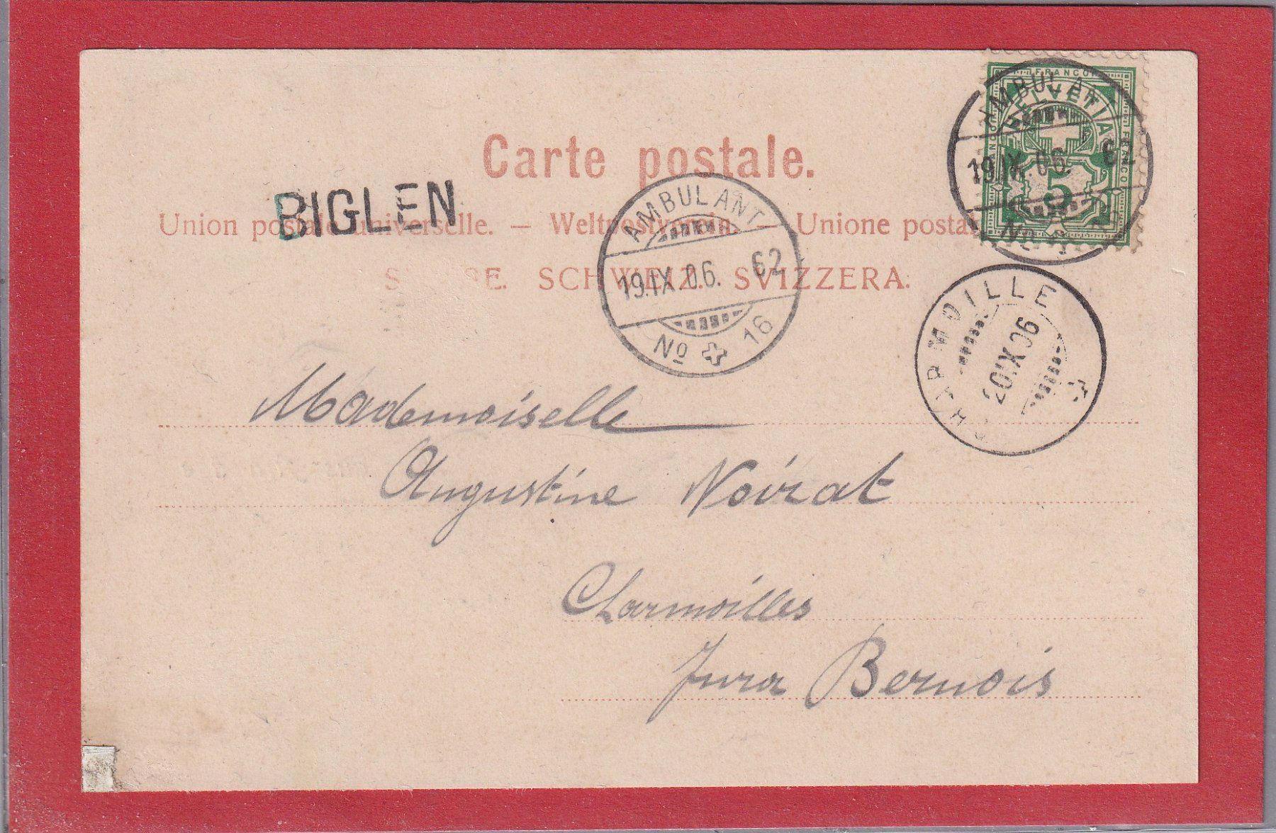 Cartoline postali: Gruss aus Arnisäge - 1906 - Stempel BIGLEN – Usato da Orvin venduto da Pyaeschli 1