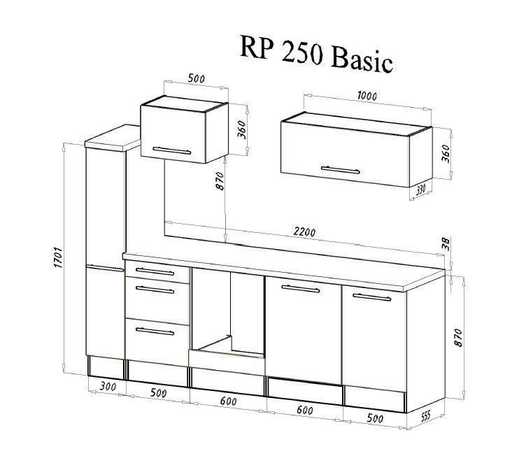 Cucine complete: 357 Küchenzeile Singleküche 250cm Ei/S - Küche Einbauküche – Nuovo e nell'imballaggio originale da Wallenwil venduto da toesstalvertrieb 8