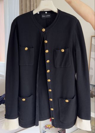 Ria Langes Strickjacke, Schwarz, Grösse M, Goldknöpfe!