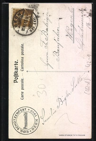 Ansichtskarten: Bern, Eidgenössisches Schützenfest 191 – Gebraucht aus Berlin von bartko-reher 1