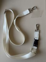 Laniere pour telephone blanc avec boucle plastique et mousqu