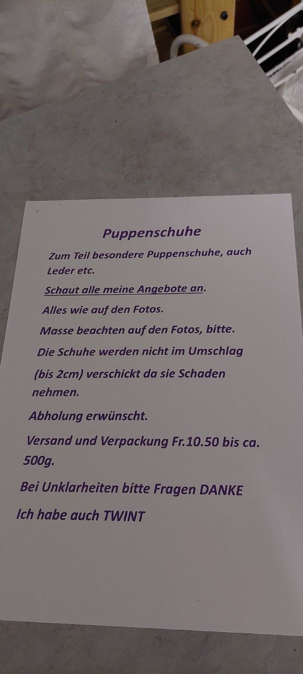 Sasha Morgenthaler Bambole: Puppenschuhe – Usato da Muri AG venduto da nindo1 1