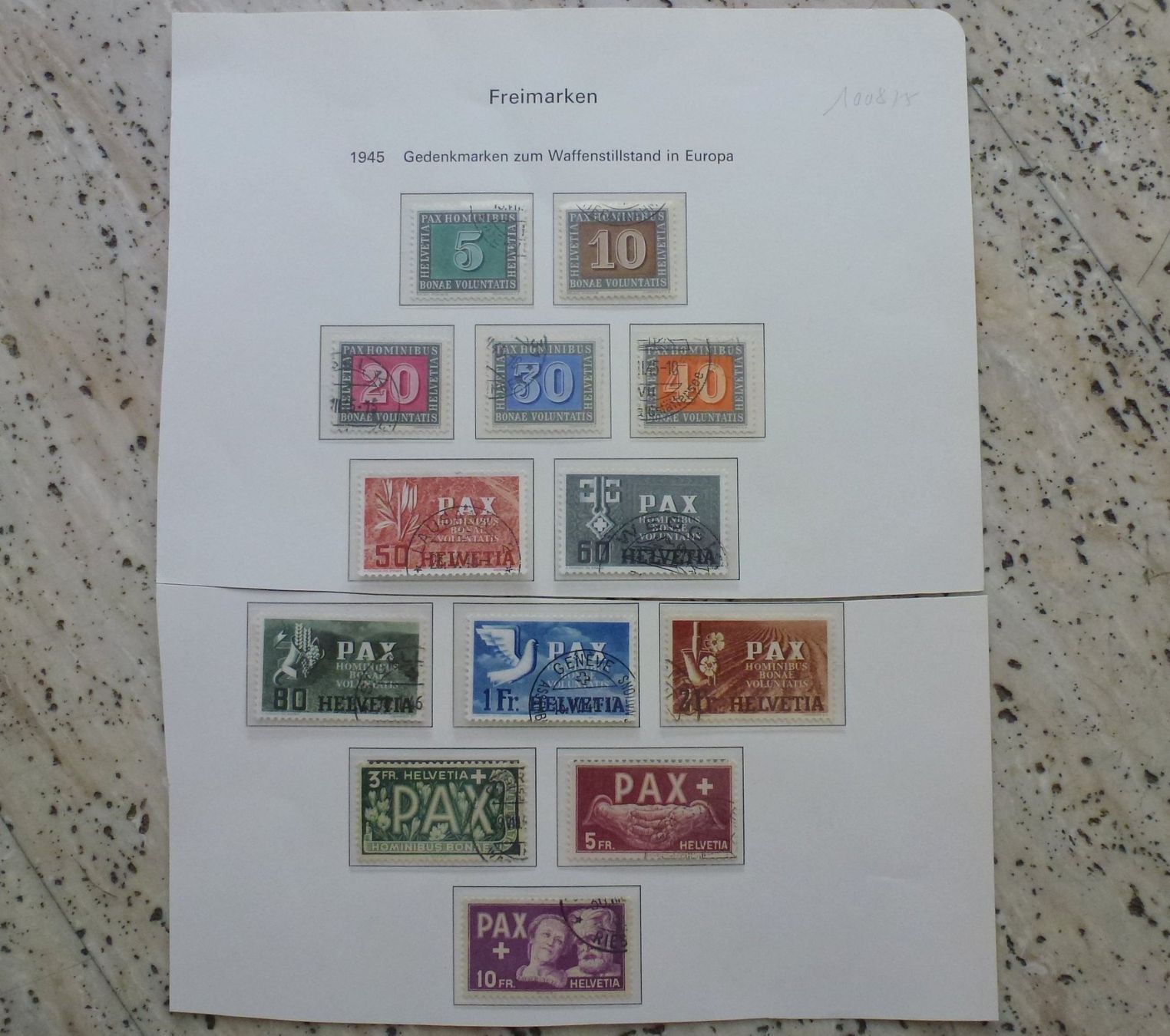 Alle Briefmarken: ++ PAX Satz 1945 gestempelt – Gebraucht aus Walkringen von Casablanca777