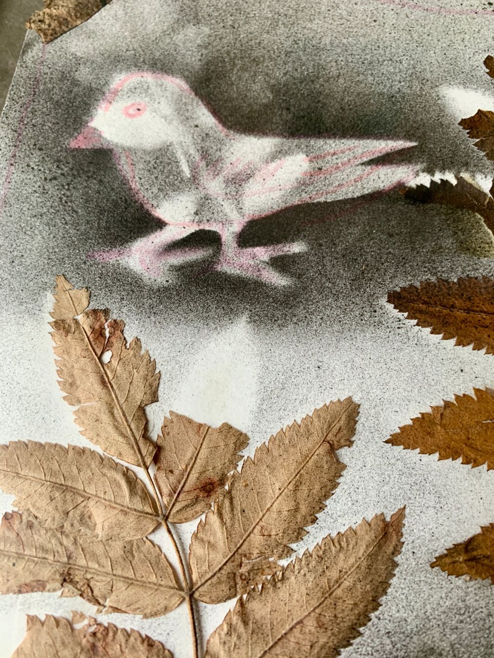 Dipinti: Hans Krüsi, Spraybild mit Blattcollage – Usato da Regensdorf venduto da JoergR 2
