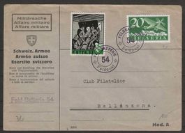 Flugpost Nr. F4y auf Brief - Feldbatterie 54