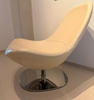 Ledersessel beige mit Chromfuss drehbar gebraucht
