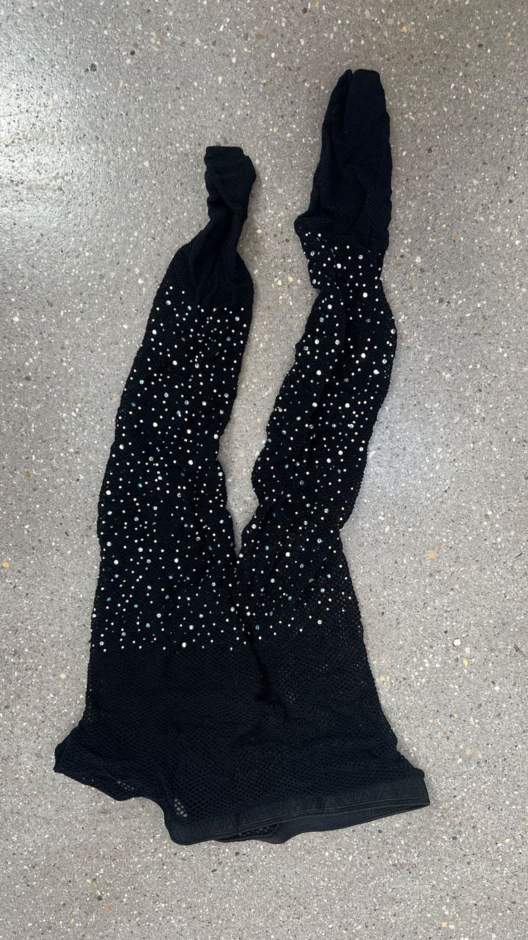 Calze & Collant: schwarze Netzstrümpfe mit Glitzersteinchen – Nuovo (secondo la descrizione) da Oberwil (Dägerlen) venduto da ale_cas