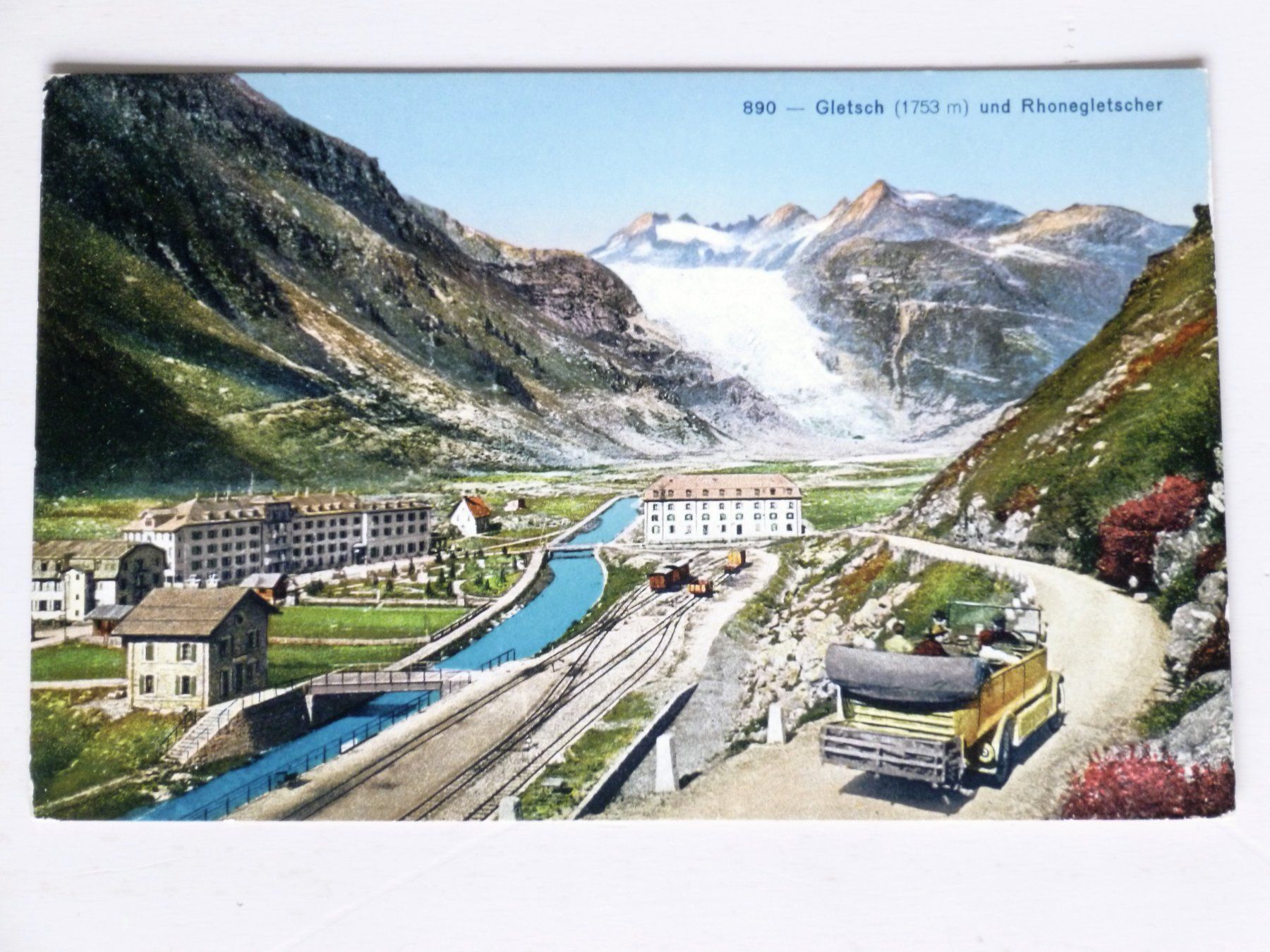 Cartoline postali: GLETSCH - Postauto - Rhonegletscher - alte AK, farbig, ungel – Usato da Uster venduto da schepus23