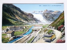 GLETSCH - Postauto - Rhonegletscher - alte AK, farbig, ungel