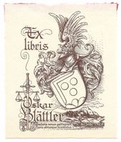 Ex-libris héraldique pour Oskar Blätter par Hans Lengweiler