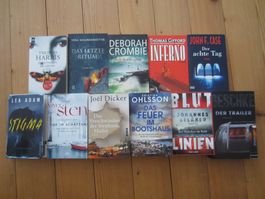 11 SPANNENDE THRILLER UND KRIMIS, SIEHE FOTO, AB NUR 1.- FR.