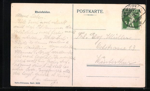 Cartoline postali: Rheinfelden, Strassenansicht mit Pferdek – Usato da Berlin venduto da bartko-reher 1