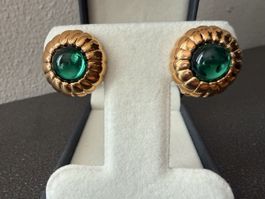 ✨Vintage Ohrringe in Goldfarbe und Grün, Clips