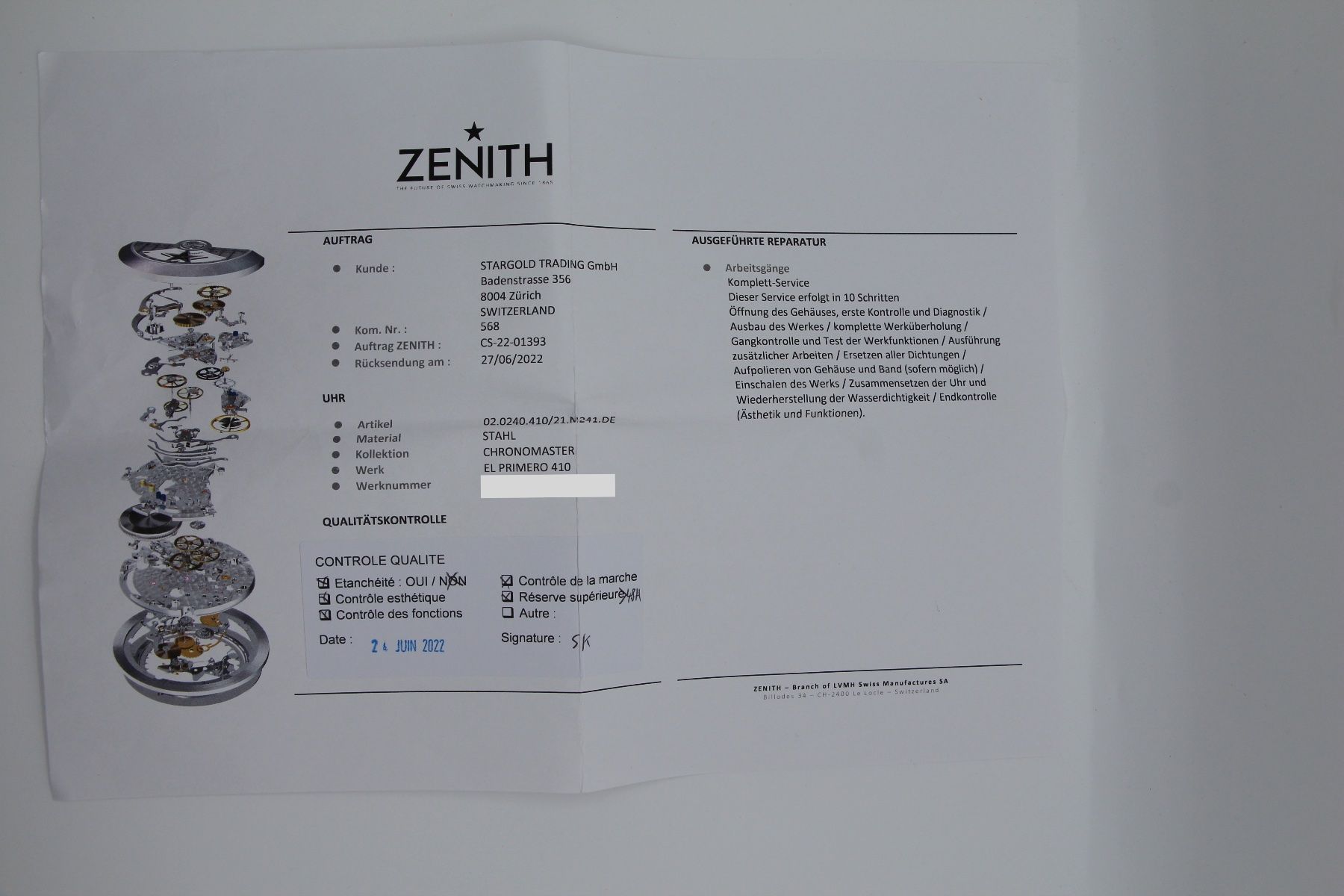 Zenith Orologi: Zenith El Primero Chronomaster Ref. 02.0240.410, Full-Set – Usato da Zug venduto da eMDi_Collection 8