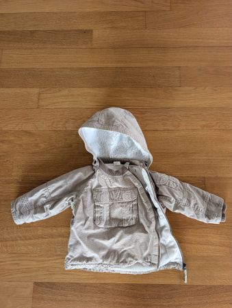 Baby Jacke gefüttert beige mit Kapuze Grösse 86