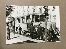 AK Rostock Eröffnung Linie 8 Omnibus 6-Rad Büssing