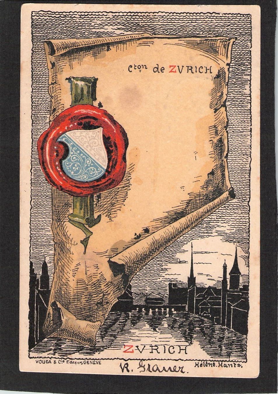 Cartoline postali: AK, ZÜRICH , Kantonswappen , 1899 – Usato da Reichenburg venduto da Pipo-67