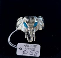 Bague Vintage "Éléphant de Turquoise" en Argent 925