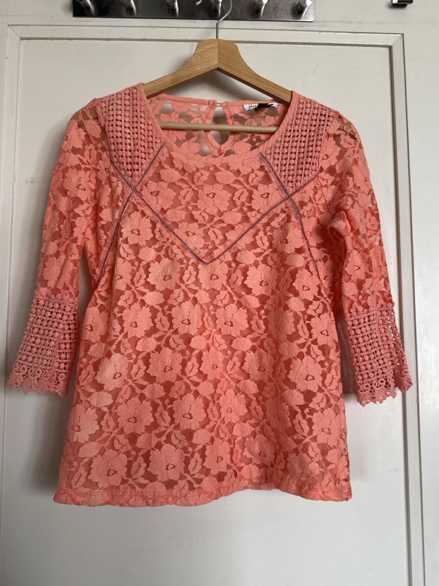 Mango Camicette: Blouse Mango lace orange floral pattern good state – Usato da Zürich venduto da olalinda_ch 1