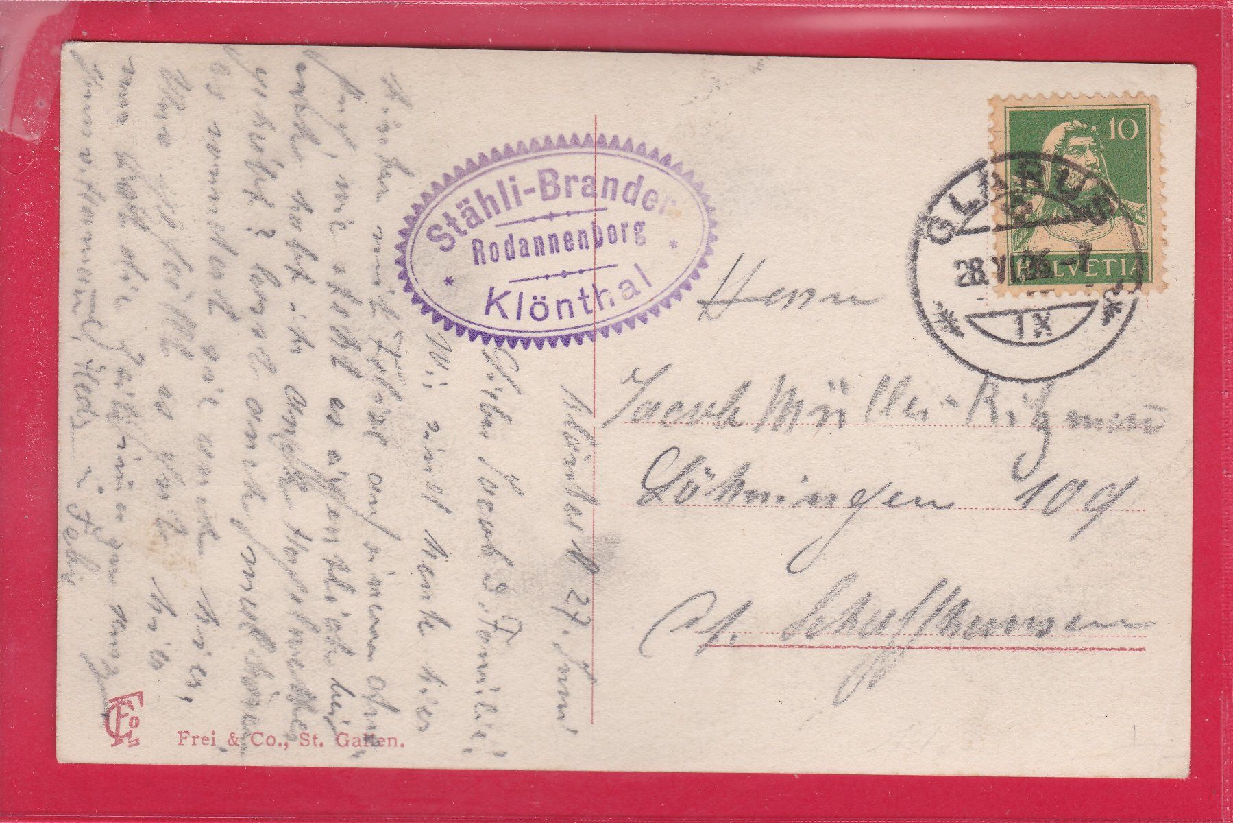 Ansichtskarten: AM KLÖNTALERSEE, 28.6.1926 – Gebraucht aus Oberrieden von Gebirgsstelze 1