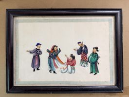 Antikes chinesisches Pith-Gemälde aus dem 19. Jahrhundert