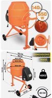+  Betonmischer 140L 550W Stahl Mörtelmischer Zementmischer