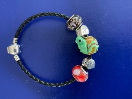 Modeschmuck  Arm-Kette Bracelet mit 3 Beads + 2 Stopper