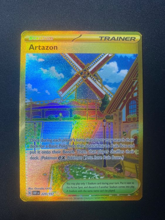 Pokemon Obsidian Flames Gold Trainer Pokmon Obsidian Flames Hyper Rare  Gold Trainer Card #229/197 - Near Mint Condition, Ungraded Rowlet 013/197  SV03: Obsidian Flames
