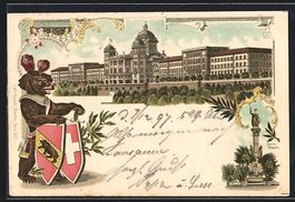 Litho Bern, Berna-Brunnen, Bär mit Wapp