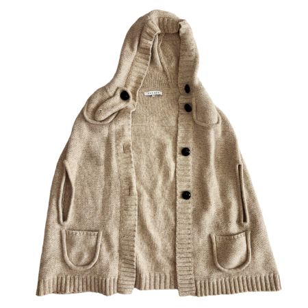 Beige Sandro Hooded Knit Cardigan (One Size)