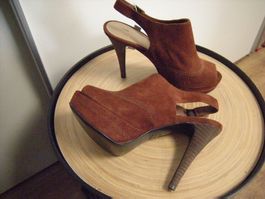 ESPRIT Peeptoes Plateau High Heels Leder Gr. 37