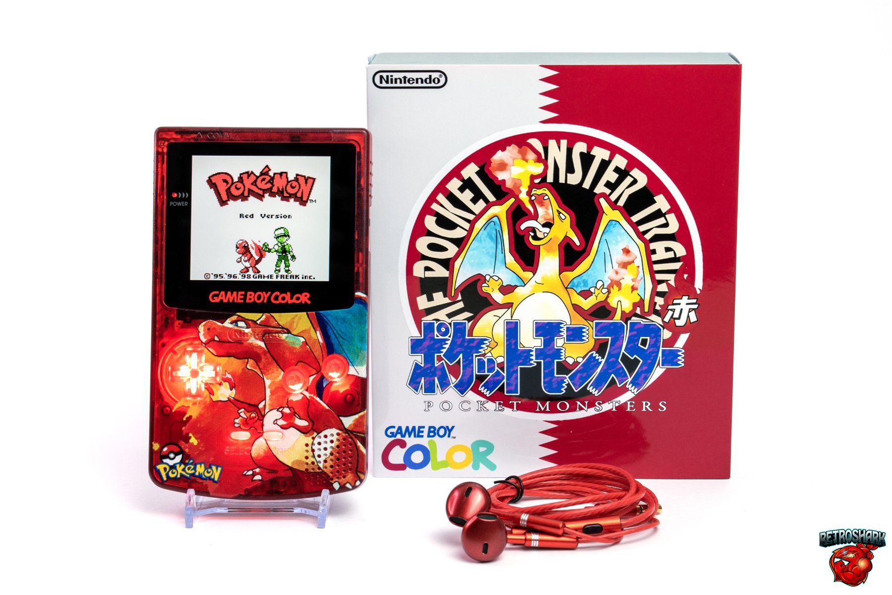Nintendo Konsolen: GameBoy Color IPS Pokémon Charizard Edition with LED Buttons – Gebraucht aus Savosa von