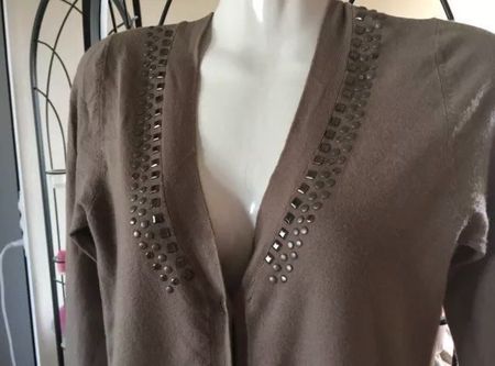 Gilet long taupe avec cachemire 36