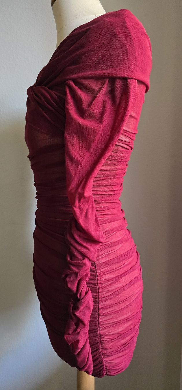 Shein Vestiti: Robe bordeaux drapée élégante, manches longues, taille XS – Nuovo (secondo la descrizione) da Genève venduto da Saleena 4