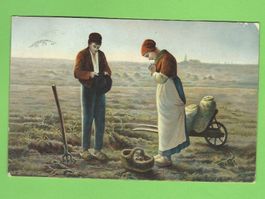 Alte Ansichtskarte "L'Angelus" Millet, gelaufen 1907.