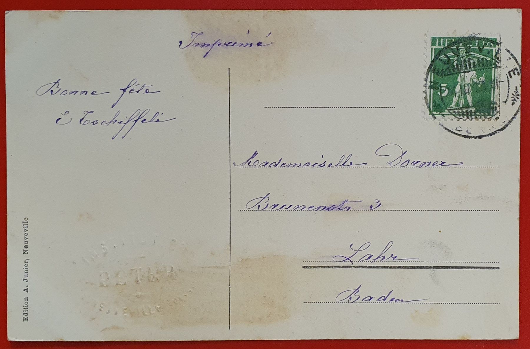 Cartoline postali: Neuveville 1913 – Usato da Kreuzlingen venduto da Rschweiz1 1