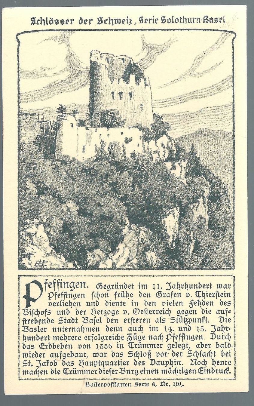 Cartoline postali: Schloss Pfeffingen Serie Solothurn Basel – Usato da Montenol venduto da Vernier2