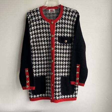 Vintage Anita Barbieri Houndstooth Wool Cardigan size M|L