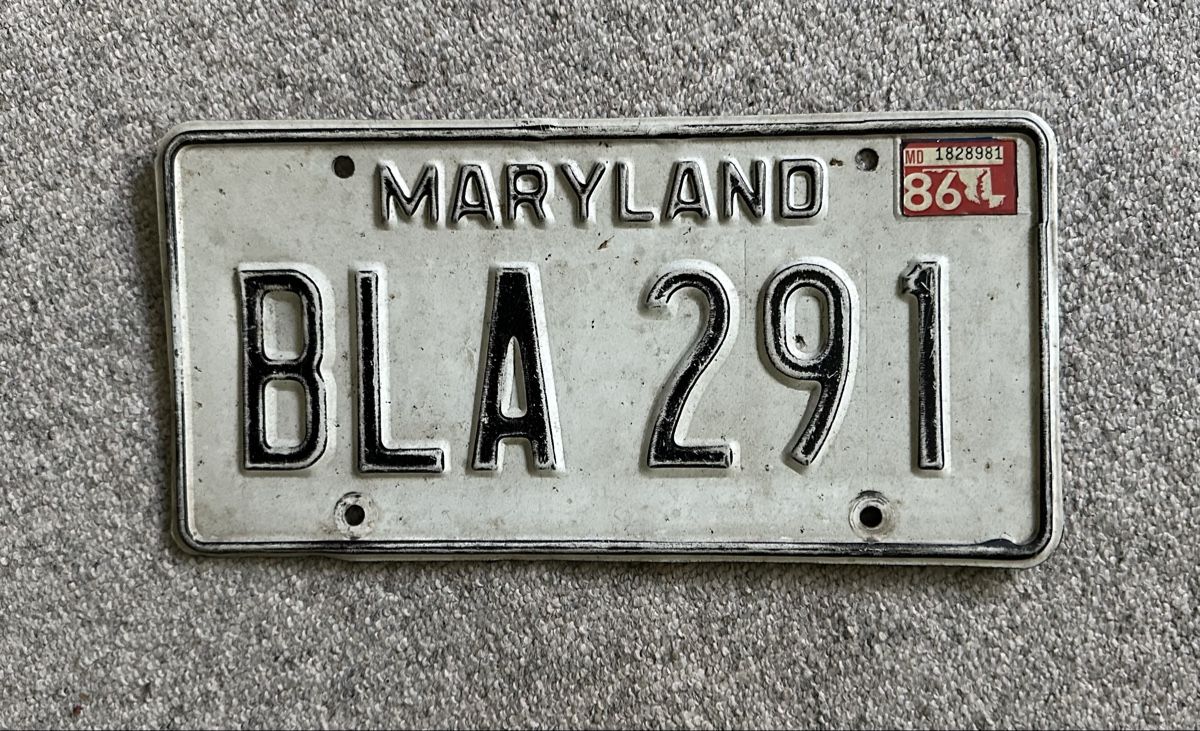 Insegne: Original USA Kontrollschild "BLA 291" Maryland  – Usato da zürich venduto da PatCat02
