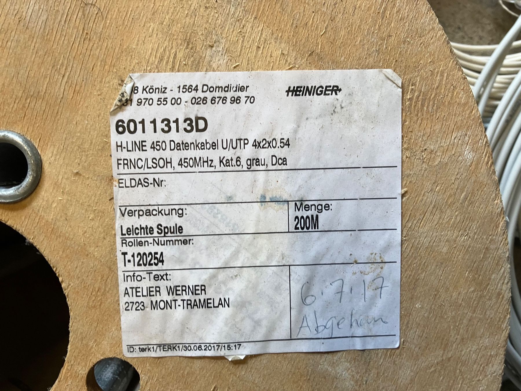 Kabel: Kabel – Neu (gemäss Beschreibung) aus Mont Tramelan von Oktober1958 1
