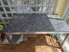 Tisch Granitplatte Metallgestell rechteckig 140x80cm 