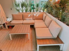 Gartenlounge Livique Florida  Ecklounge mit Tisch & Hocker