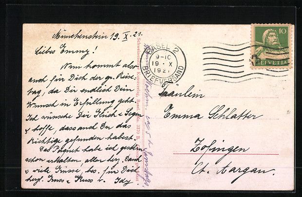 Cartoline postali: AK Basel, St. Johanntor, 1921 – Usato da Berlin venduto da bartko-reher 1