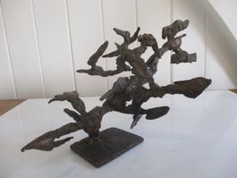 Bronze-Skulptur Vögel auf Baum GEORGES SCHNEIDER sculpture